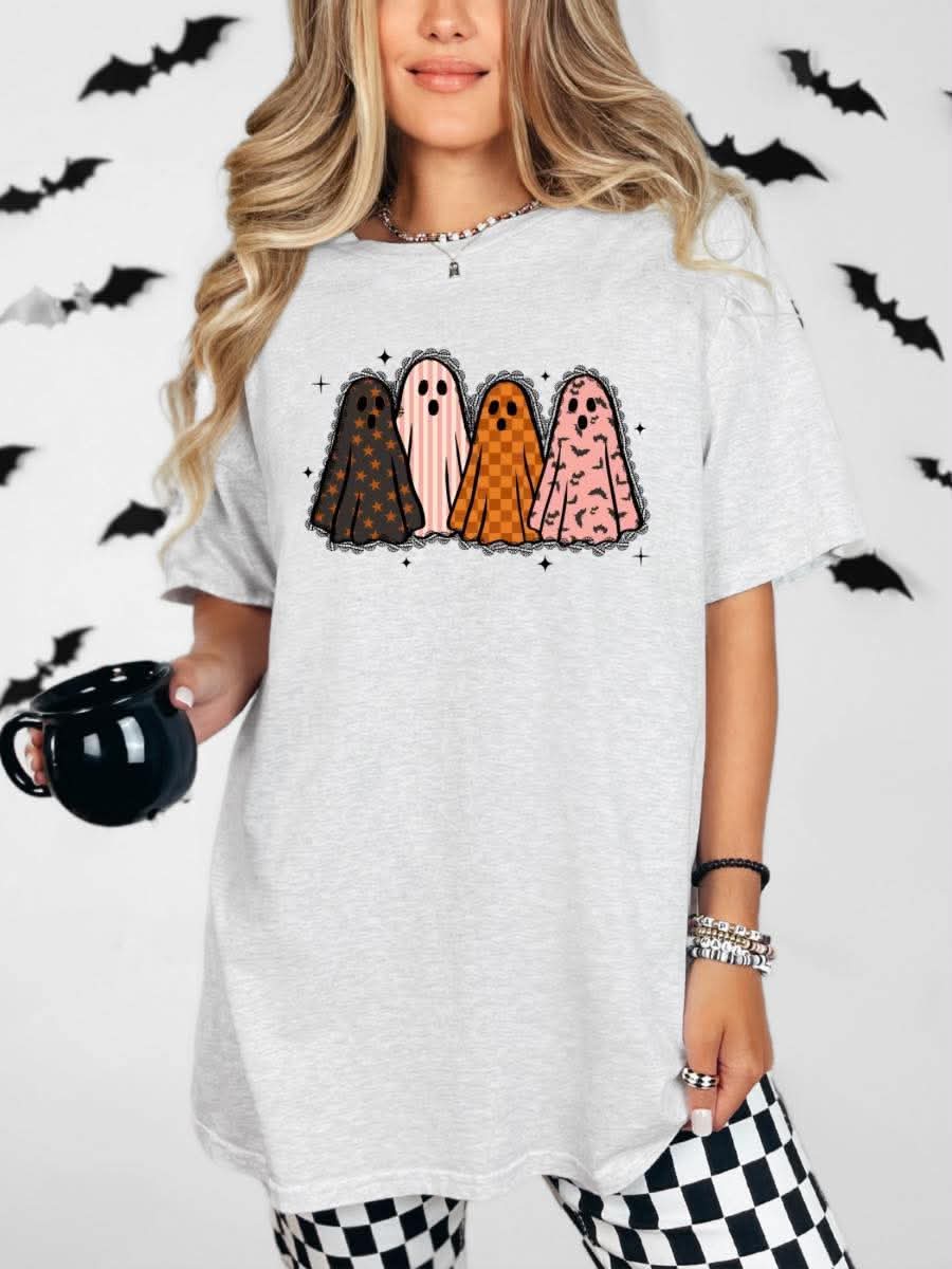 Patterned Ghost Squad Graphic Tee