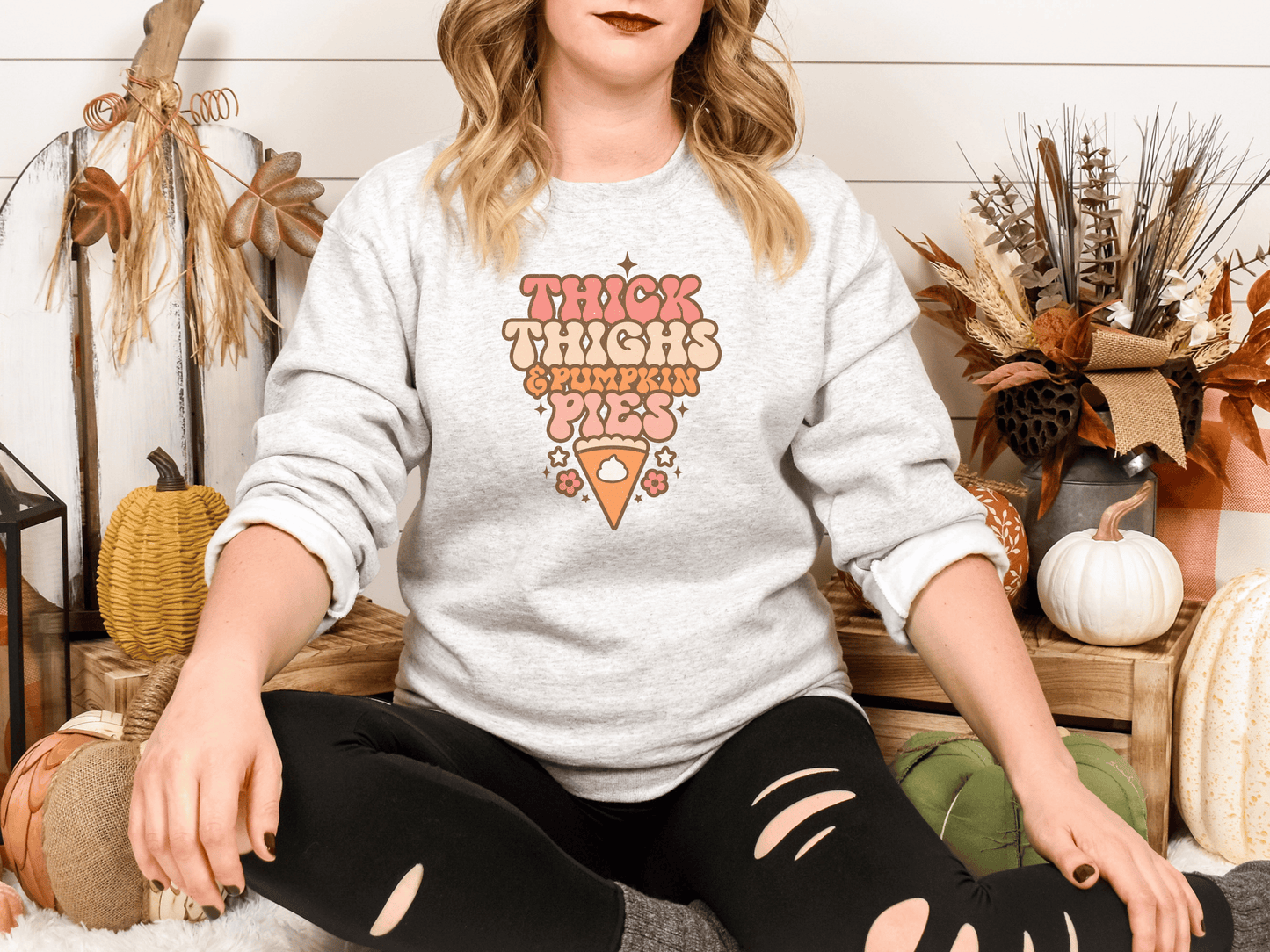 Thick Thighs & Pumpkin Pies Graphic Sweatshirt