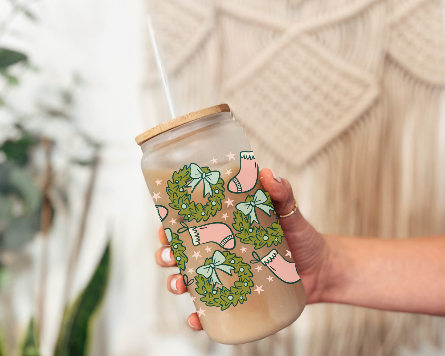 Stockings & Stars Frosted Can