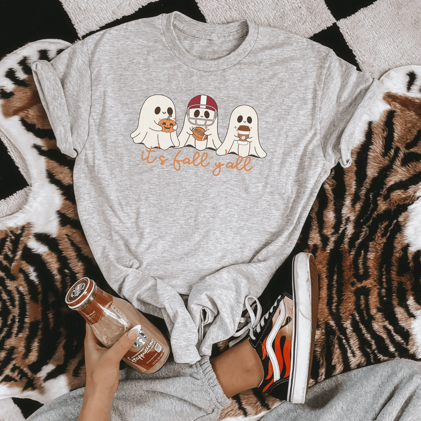 It's Fall Y'all Ghost Football Graphic Tee