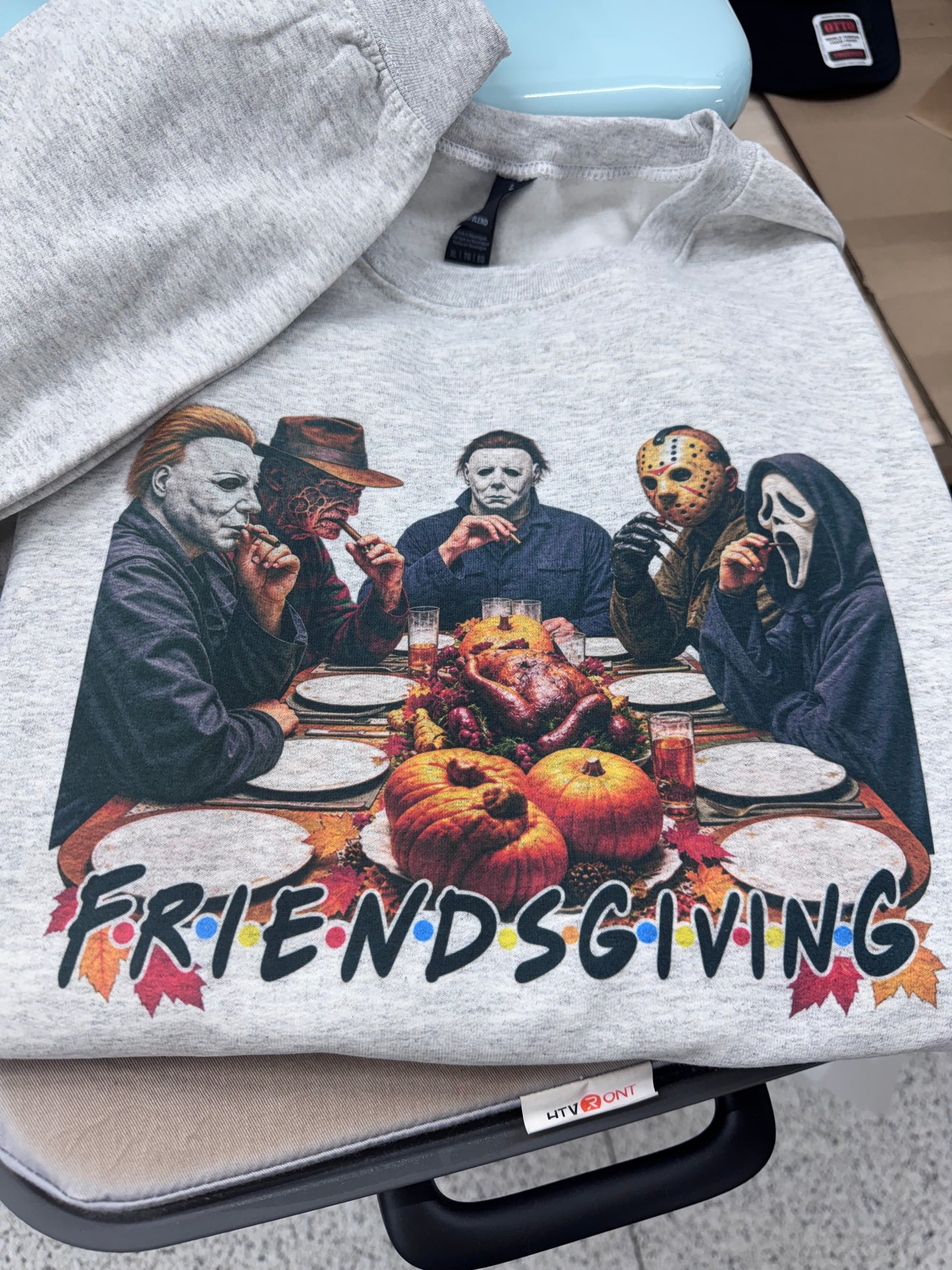 Friendsgiving Horror Graphic Crewneck Sweatshirt