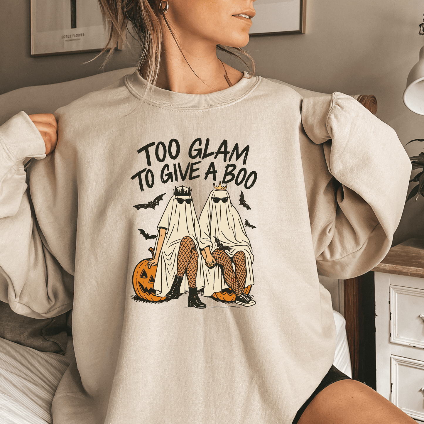 Too Glam To Give A Boo Graphic Sweatshirt