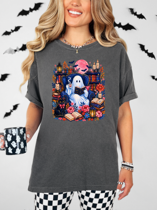 Bookish Ghost Library graphic tee