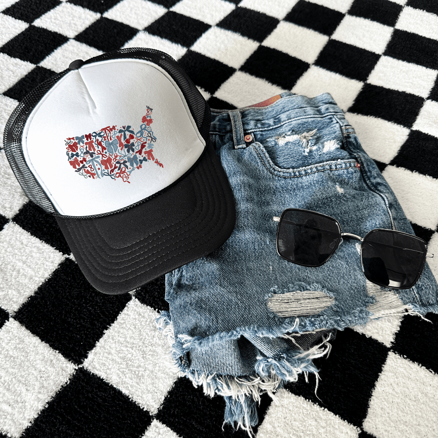 Red, White & Bows Trucker Hat