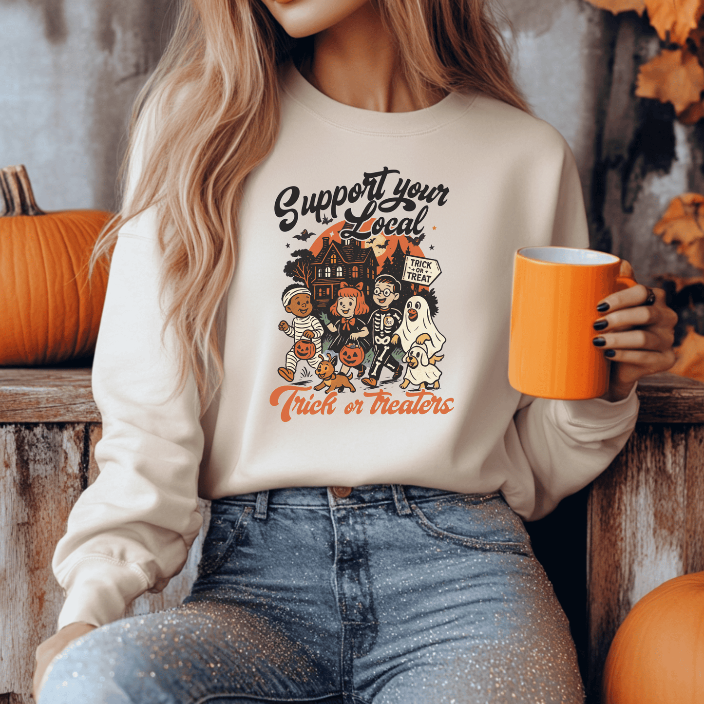 Support Your Local Trick Or Treaters Graphic Sweatshirt