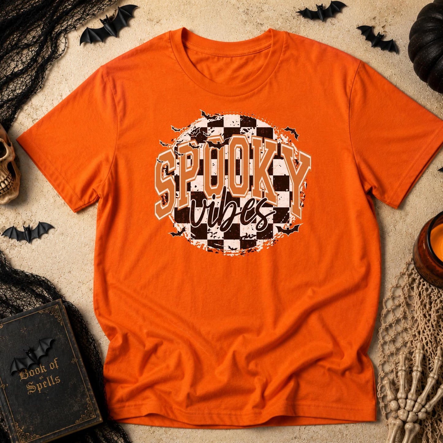 Spooky Vibes Checkerboard Graphic Tee