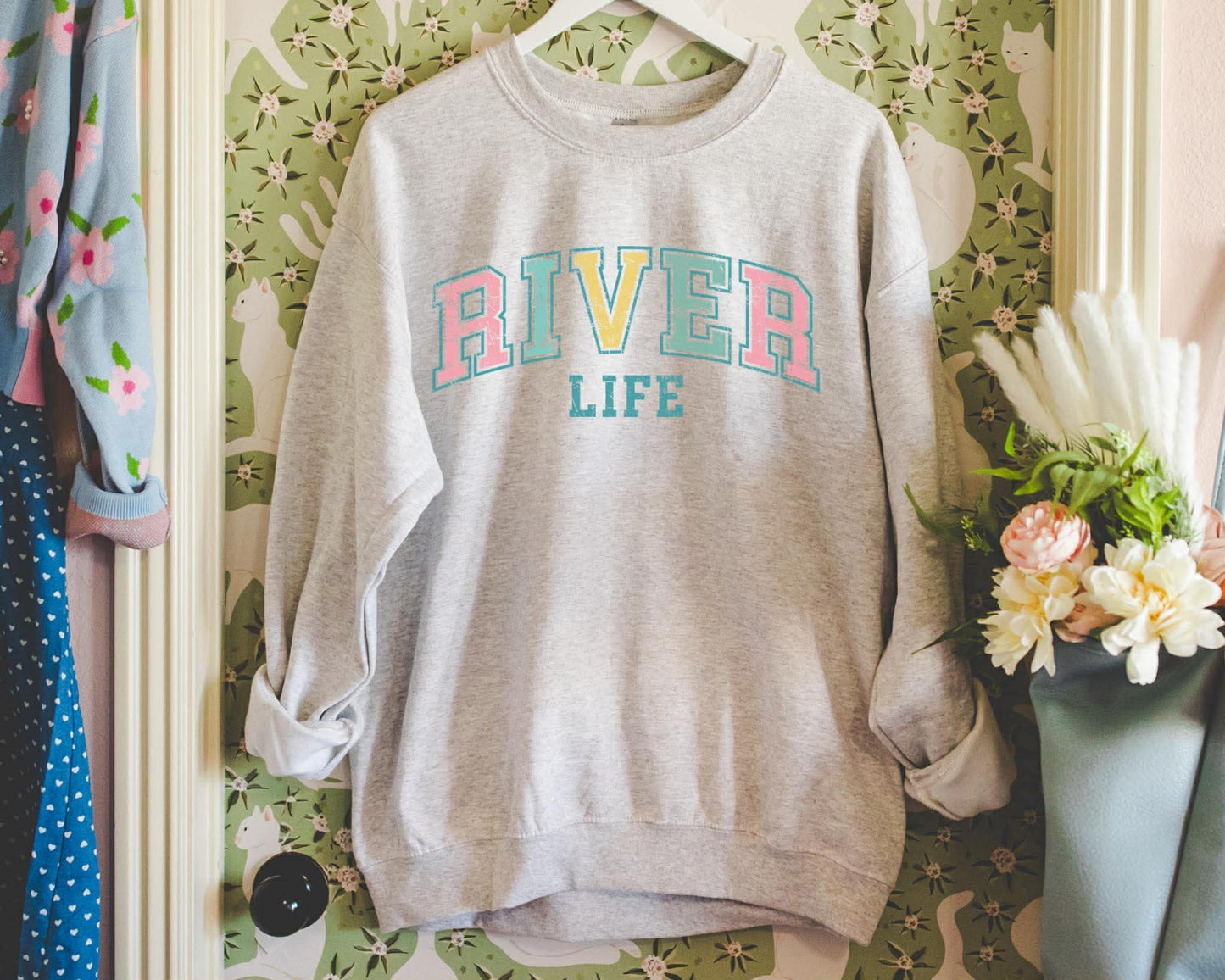 River Life Varsity Style Graphic Sweatshirt