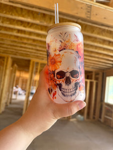 Skull Fall Floral frosted can