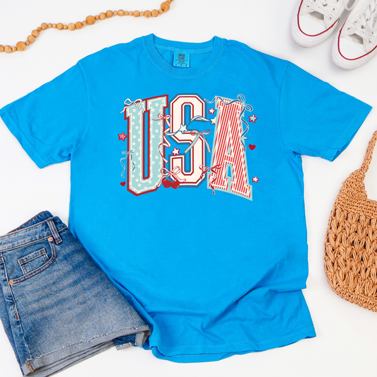 USA Bows & Cherries Graphic Tee