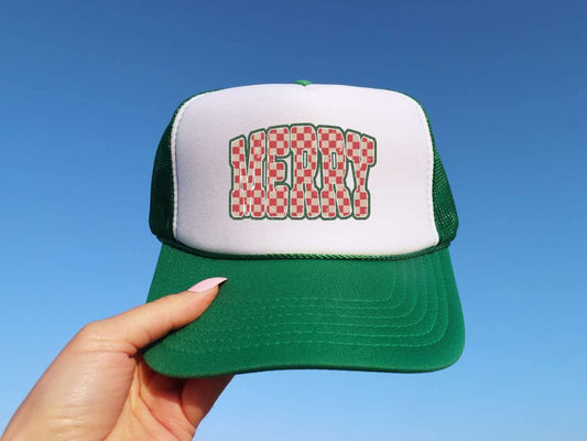Checkerboard Merry Trucker Hat