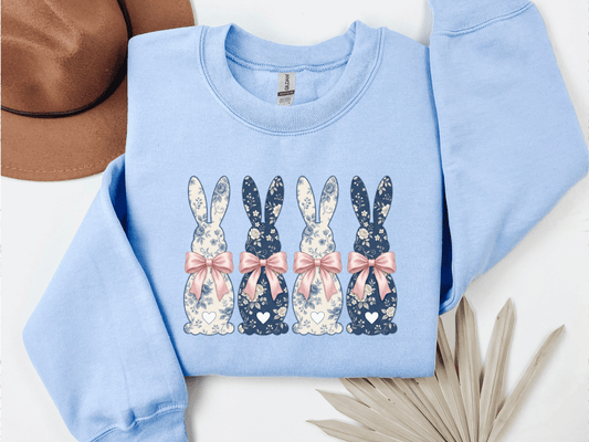 Vintage Floral Bunnies Graphic Sweatshirt