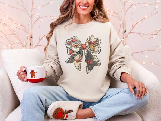 Vintage Holiday Bow Graphic Sweatshirt