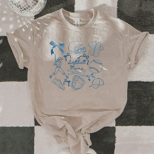 Mama Softball Icons Graphic Tee