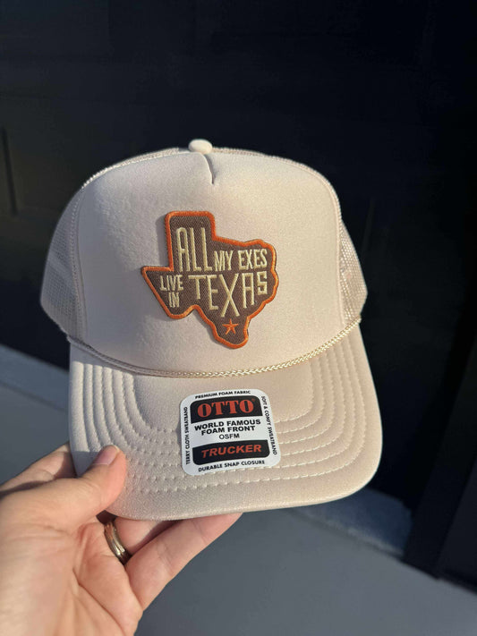 All My Exes Are In Texas Patch Trucker Hat