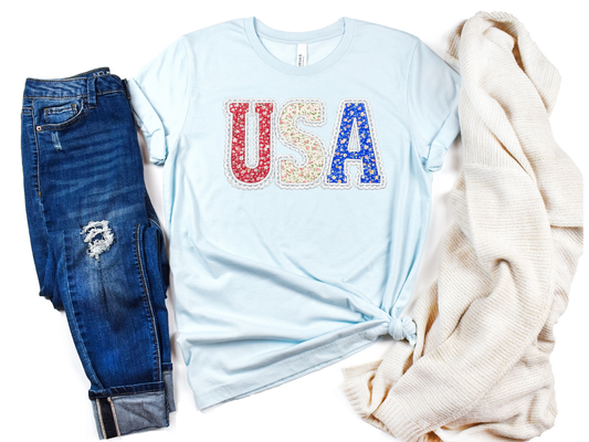 USA Floral Patch Graphic Tee
