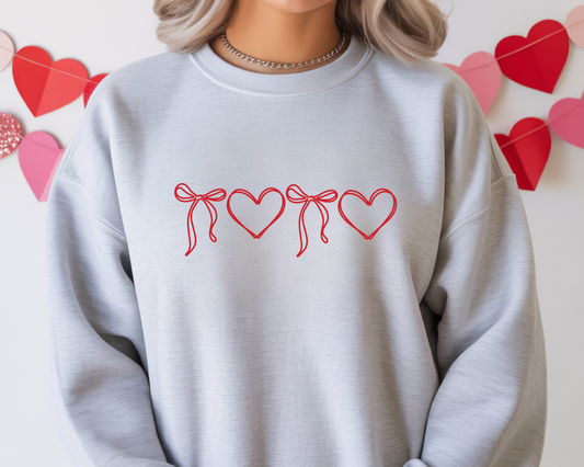 Bow & Heart Line Graphic Sweatshirt