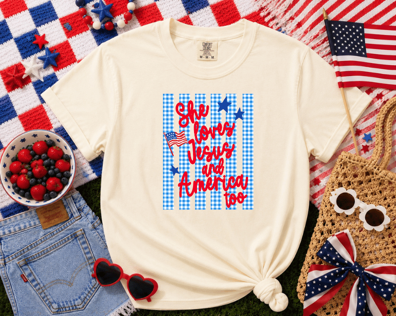 She Loves Jesus and America Too Graphic Tee