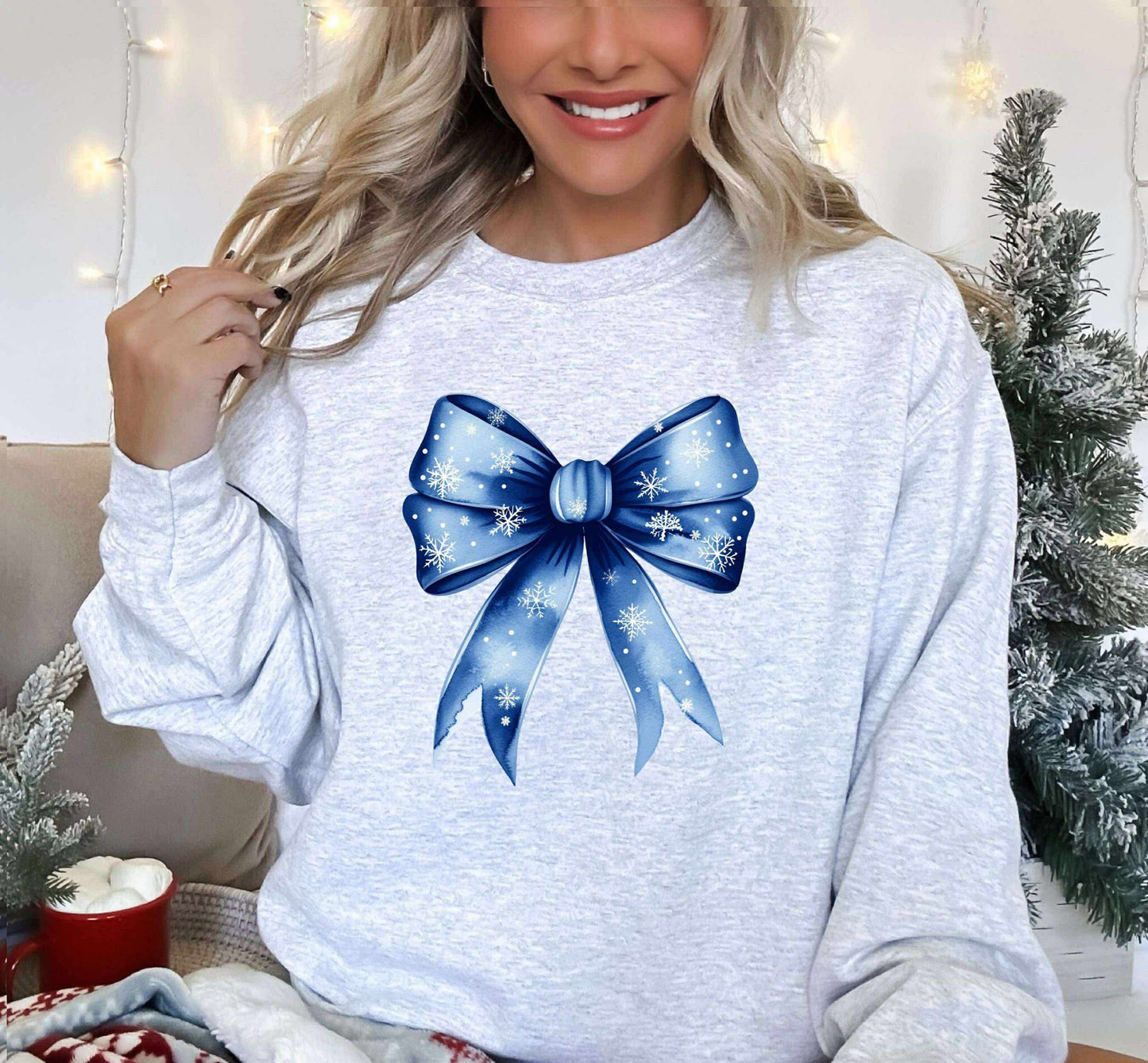 Snowflake Bow Graphic Sweatshirt
