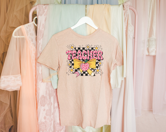 Bow Apple Teacher Graphic Tee