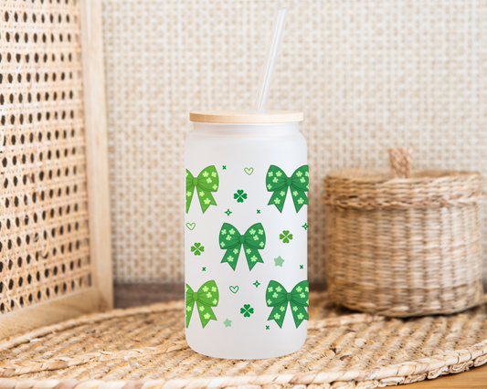 Clover Bows Glass Can