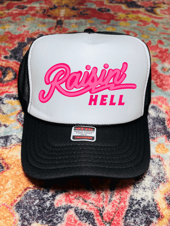 Raising Hell Neon Pink trucker hat