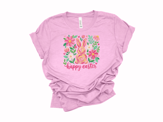 Floral Bunny “Happy Easter” Graphic Tee