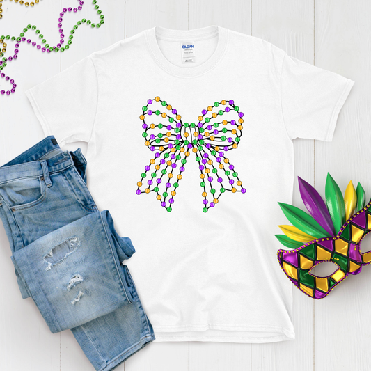 Beaded Mardi Gras Bow Graphic Tee