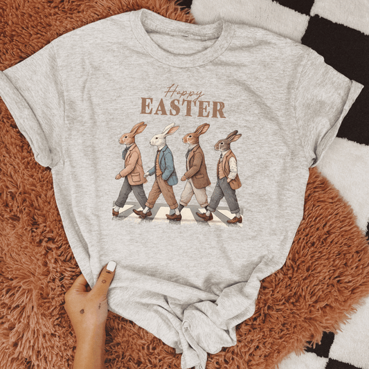 Vintage “Happy Easter” Walking Bunnies Graphic Tee