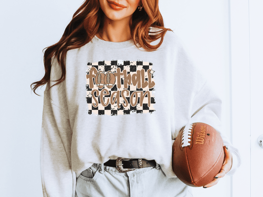 Football Season Checkerboard Ash Graphic Sweatshirt