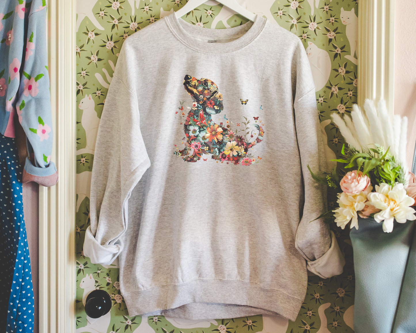 Floral Dog Graphic Sweatshirt