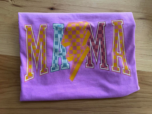 MAMA Checkered Lightning Bright Graphic Tee