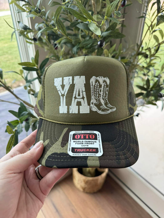 Y'all Boot Camo Trucker Hat