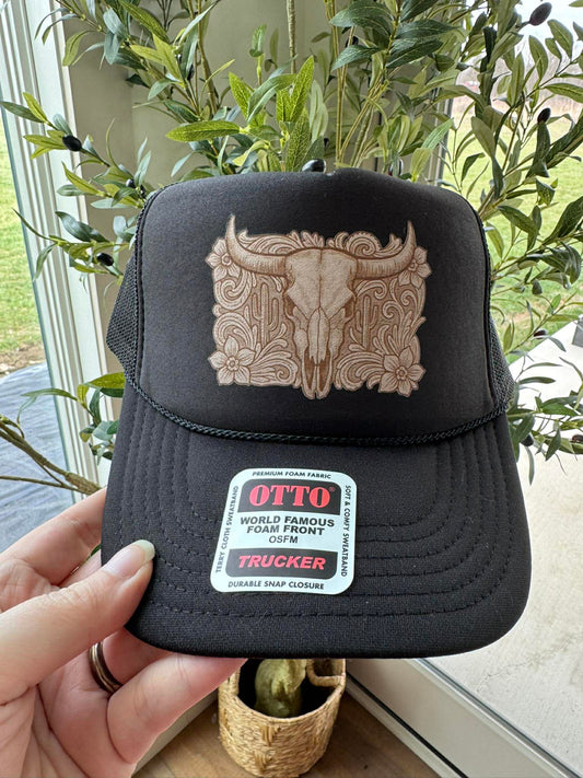 Leather Bull  Western Trucker Hat
