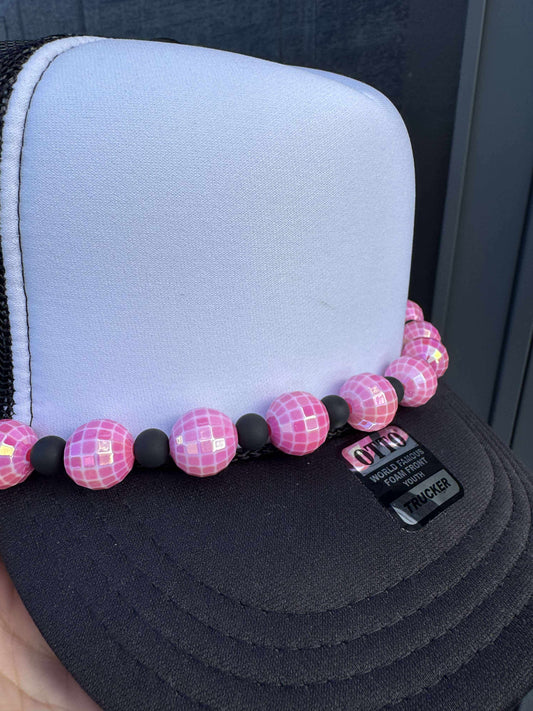 Black & Pink Disco Ball Trucker Hat Chain