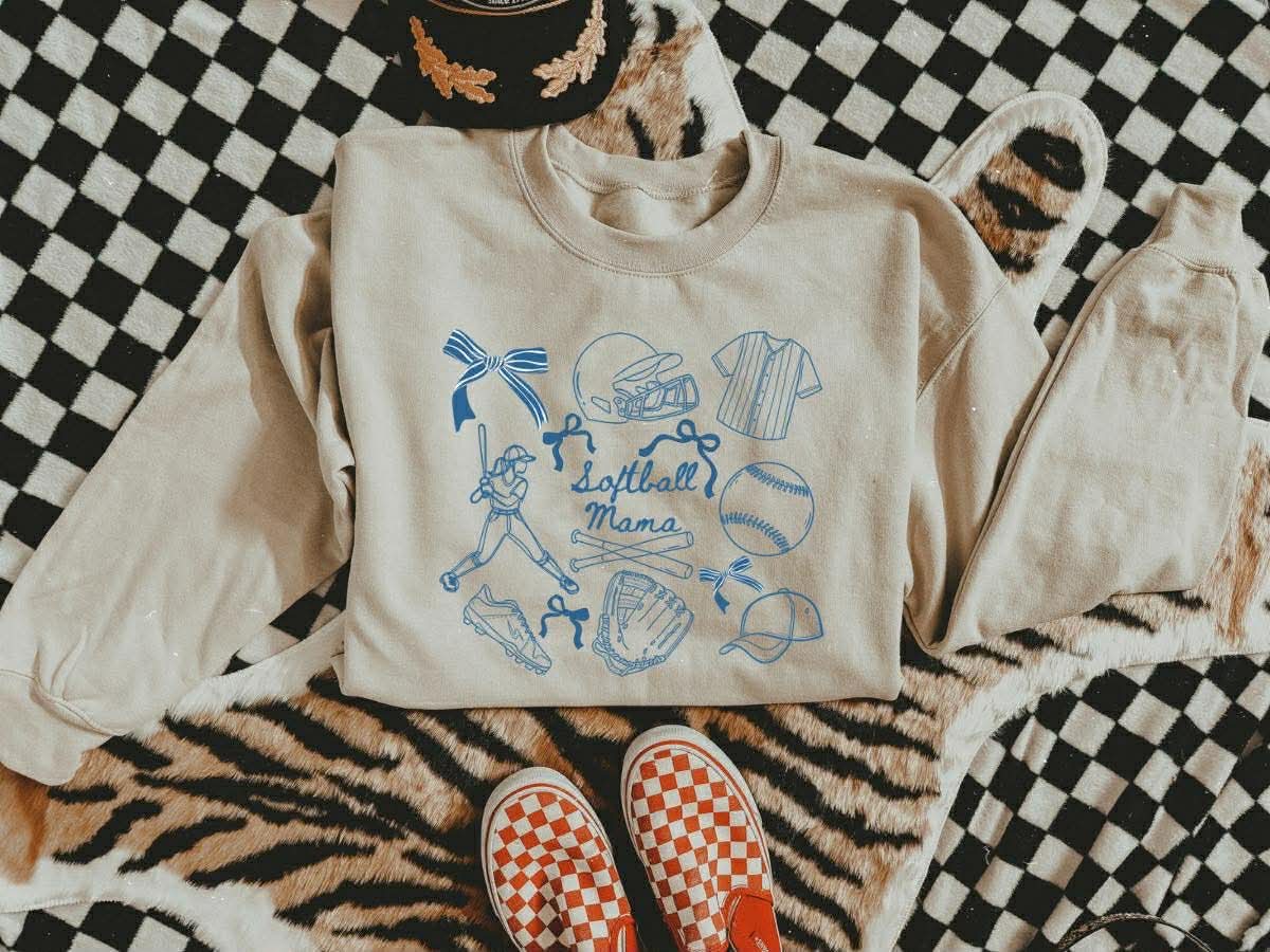 Mama Softball Icons Graphic Sweatshirt