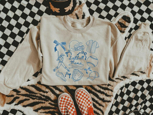 Mama Softball Icons Graphic Sweatshirt