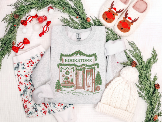 Christmas Bookstore Graphic Sweatshirt