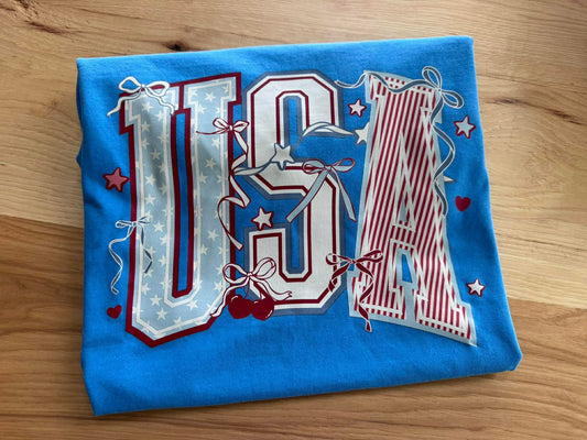 USA Bows & Cherries Graphic Tee