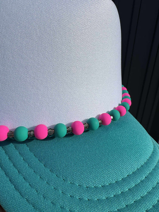 Turquoise & Pink Trucker Hat Chain