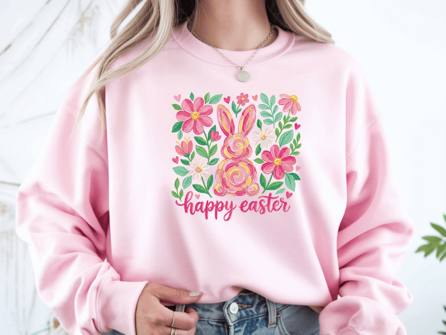 Floral Bunny “Happy Easter” Graphic Sweatshirt
