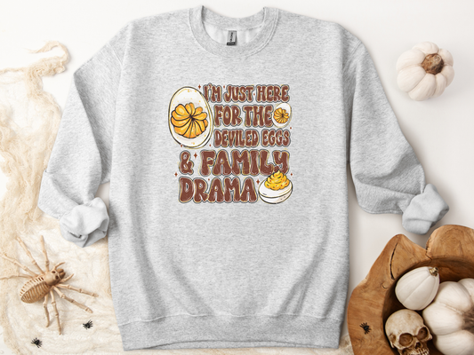 Here For The Deviled Eggs & Family Drama Graphic Sweatshirt