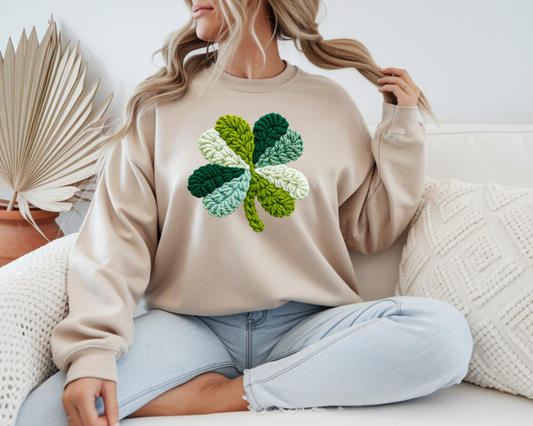 Crochet Shamrock Graphic Sweatshirt