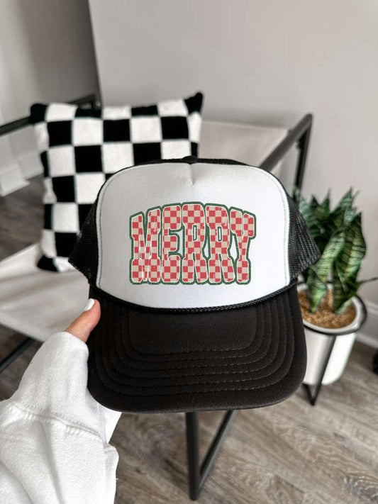 Checkerboard Merry Trucker Hat