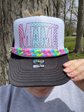 Neon Checkered Mama- trucker hat