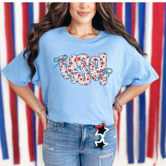 USA Floral Graphic Tee