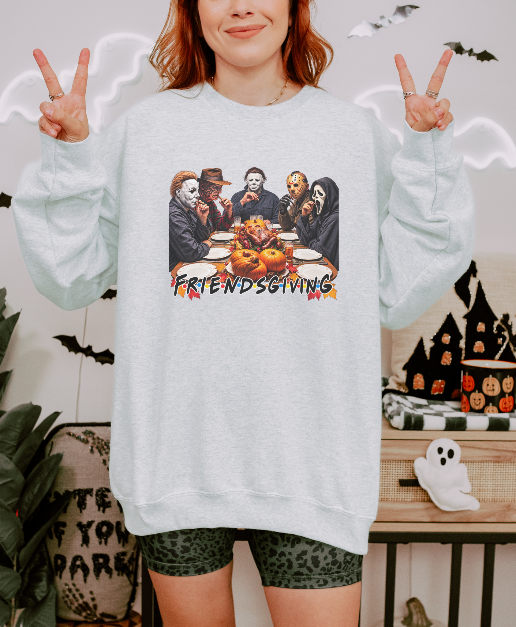 Ash Friendsgiving horror graphic crewneck