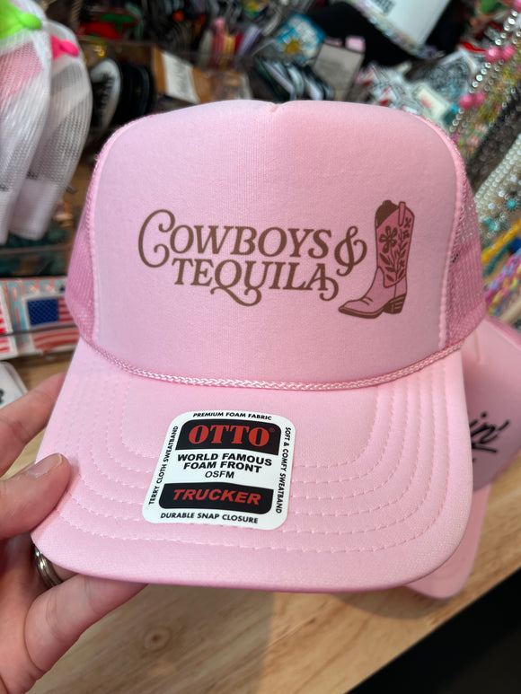 Cowboys & Tequila Pink trucker hat