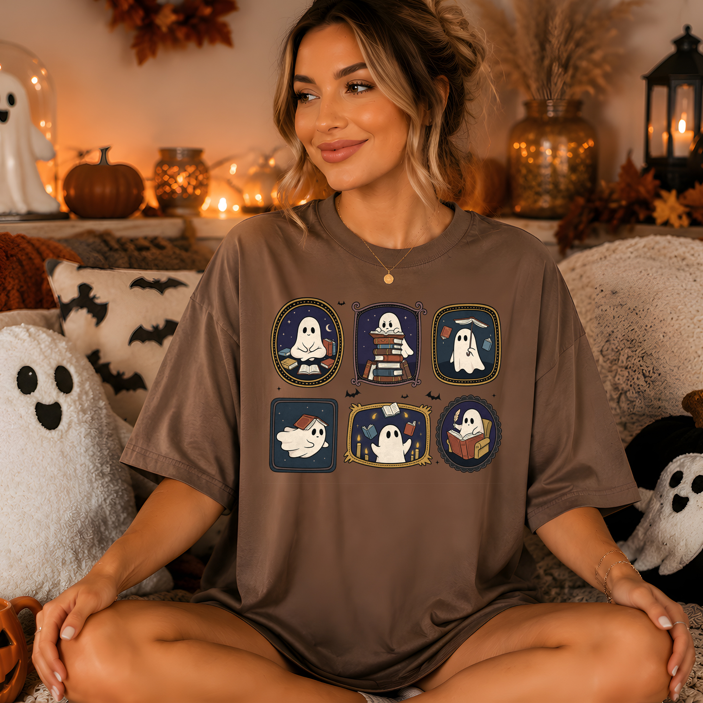 Bookish Ghost Collage graphic tee