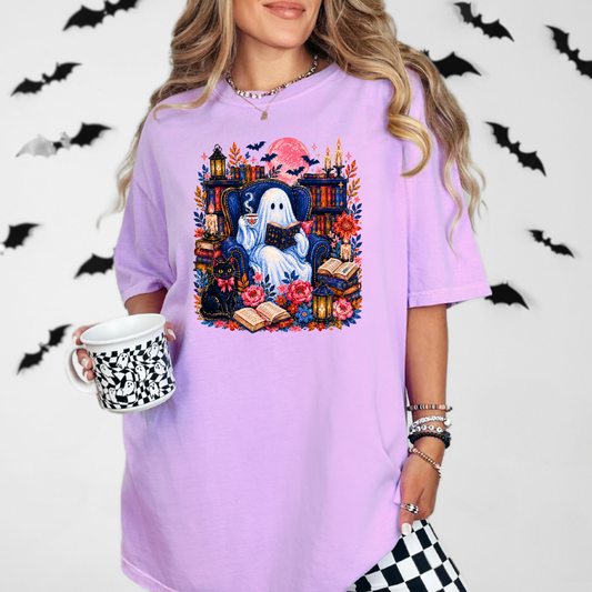 Bookish Ghost Library graphic tee