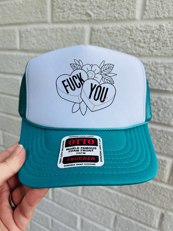 FU Candy Hearts Trucker Hat